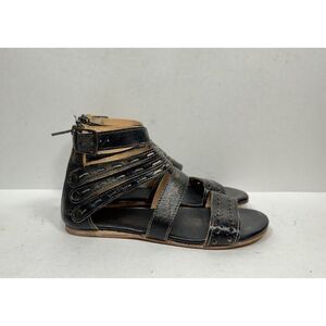 Bed Stu Artemis Sandal Womens Size 7 Black Caged Gladiator Back Zip Strappy Boho
